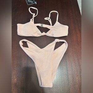 Zaful Pink Textured Bikini Set